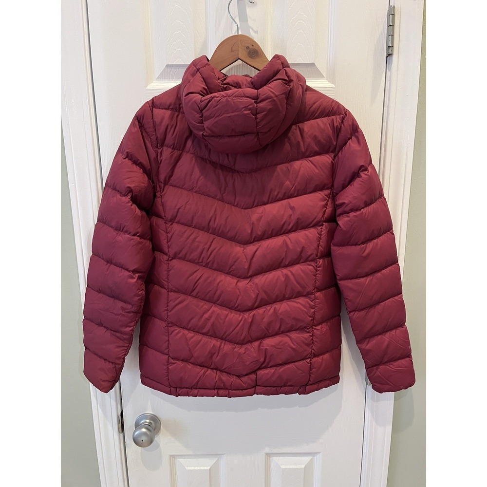 Eddie Bauer Jacket Womens S Maroon EB650 Down Puffer Zip Lightweight Hooded - Picture 2 of 8